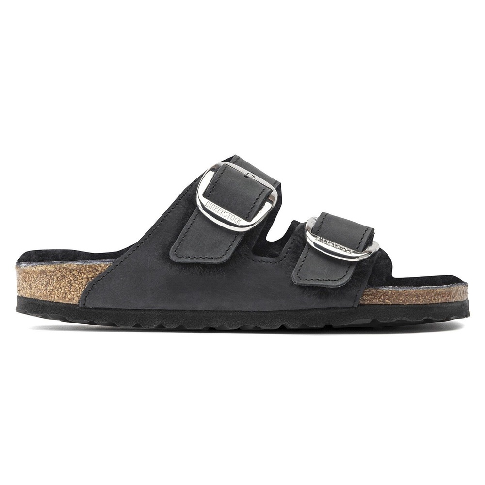 Birkenstock Arizona Big Buckle Shearling Black NWT Women’s Size 36 Two Strap - Picture 12 of 12